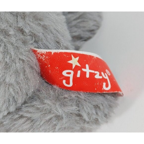 Gitzy Gray Puppy Dog Christmas Plush w/Reindeer Ears & Scarf Stuffed Animal 2019 - Picture 4 of 4